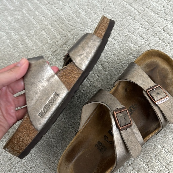 Birkenstock Sydney Birko Flor 2 Strap Sandals slide “graceful taupe” buckle - Picture 6 of 7